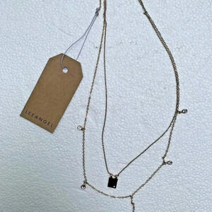 NEW LEE ANGEL Gold Tone Chain Double Strand Necklace